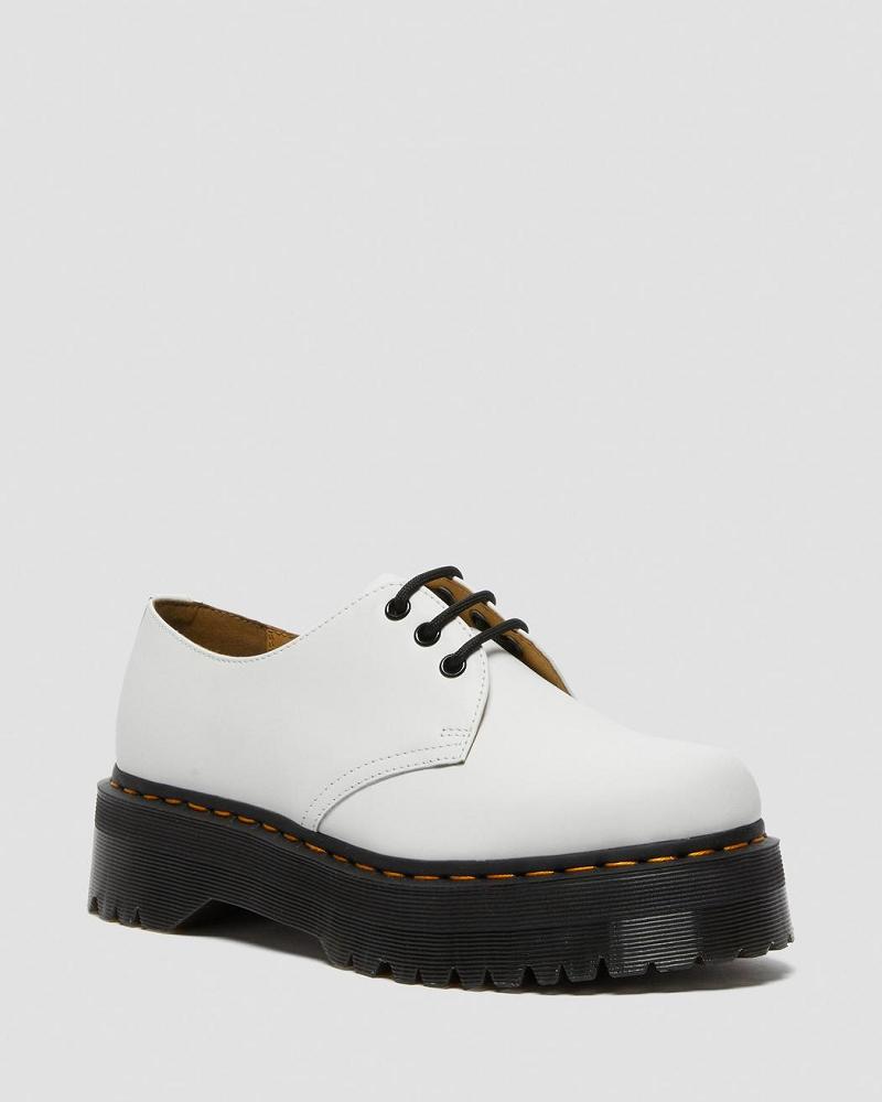 White Men\'s Dr Martens 1461 Smooth Leather Platform Shoes | CA 623FDN